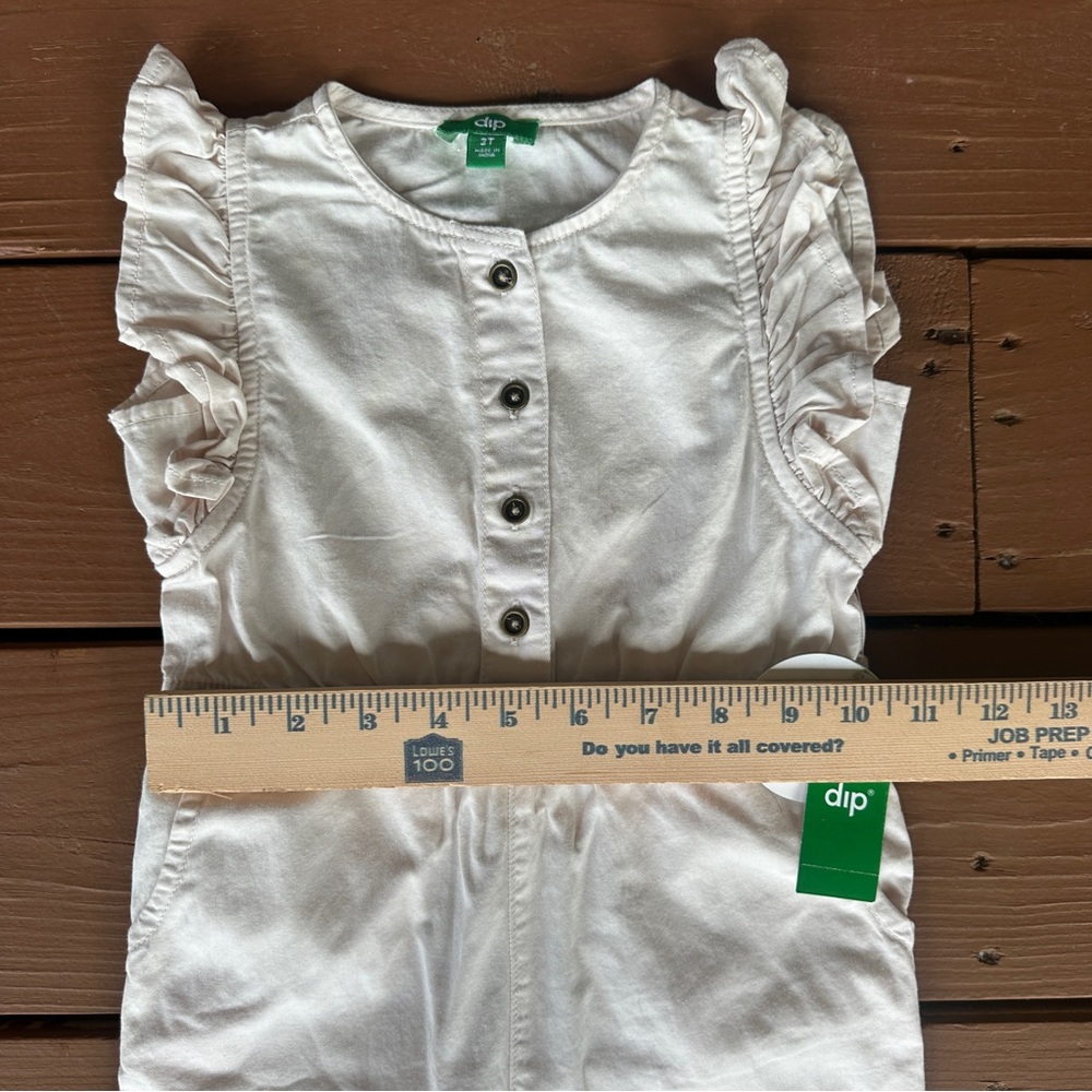 dip Cream Button-Up Ruffle Jumpsuit - Picture 4 of 9